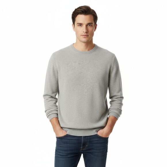 Maglierie di Perugia Cashmere Blend Mens GreyCrewneck Sweater-XXL